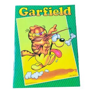 Garfield VTG Mead Pocket Folder Jim Davis School Ephemera Portfolio Odie Green